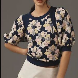 Anthropologie Maeve puff sleeve quilt pattern top